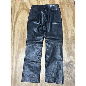 DKNY Women 6 Leather Straight Leg Pant @xB <>